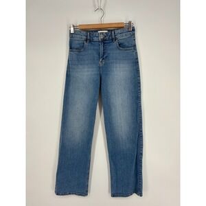Abercrombie Kids Jeans Girls 15/16 Blue High Rise Wide Leg Denim Bow Crochet
